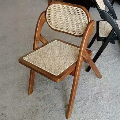 Klappstuhl Holz mit Rattan-Geflecht