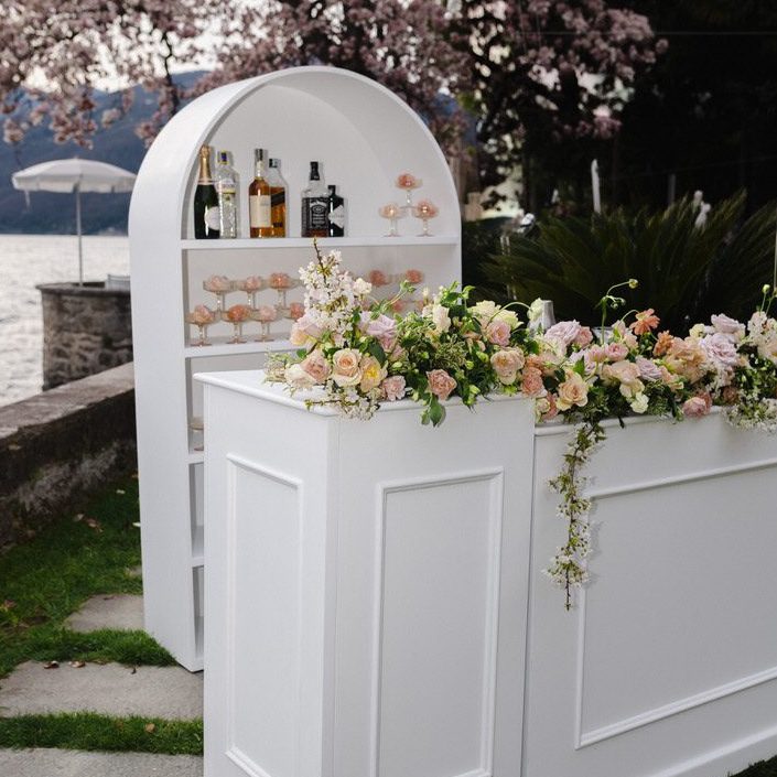 Bar Back Buffet "round arch" for glasses 120x210x42cm white - Image 2