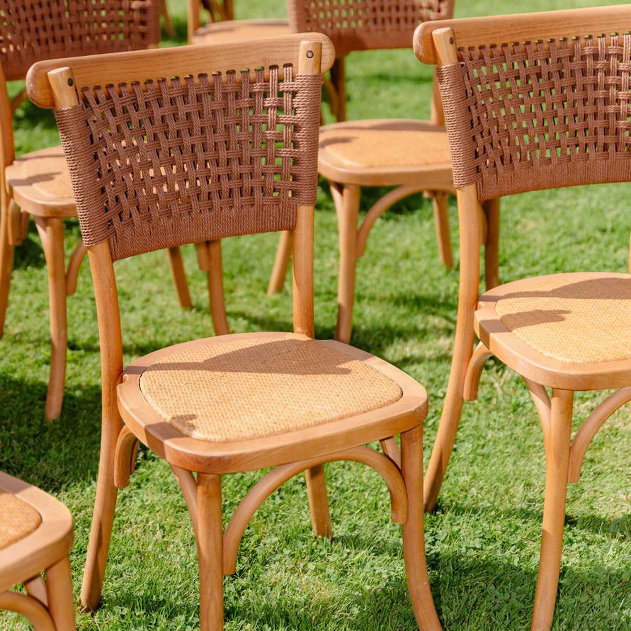 Rope Vintage Cross Back Stuhl Holz