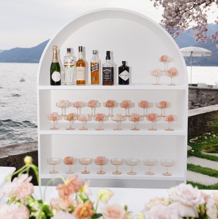 Bar Back Buffet "round arch" for glasses 120x210x42cm white - Image 3