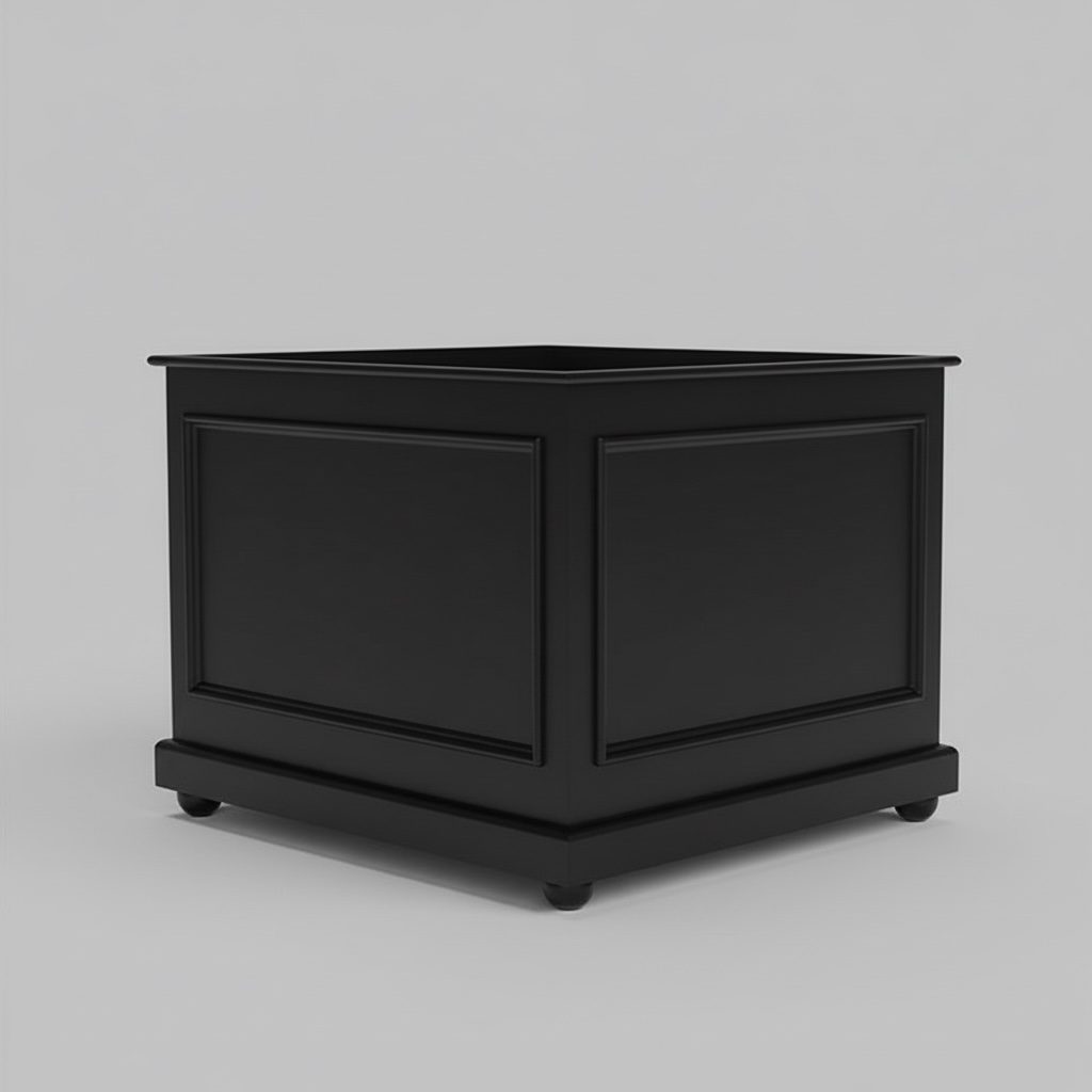 Mobile Bar-Säule Stage für Champagnertower / Torte schwarz rechteckig mit Rollen 100x100x80cm