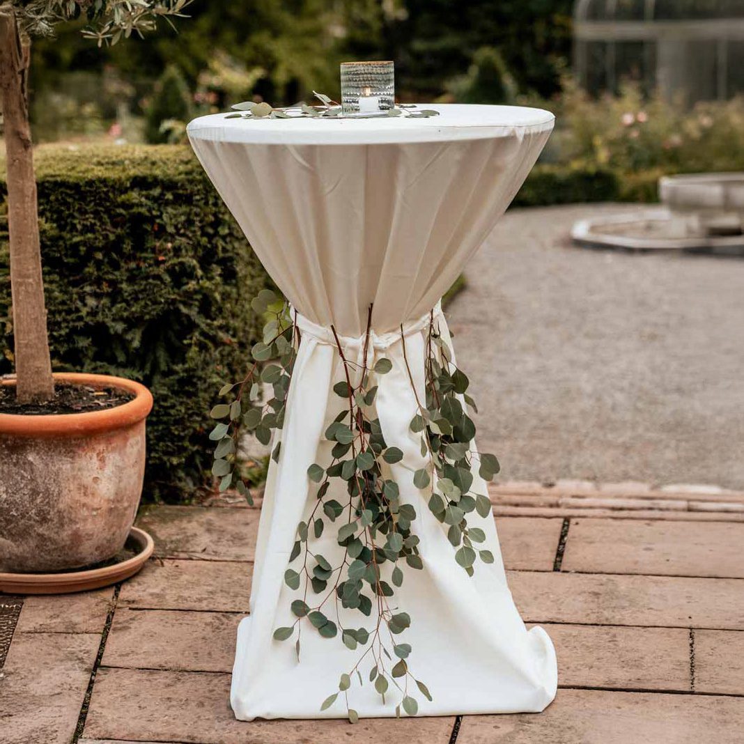 Stehtisch-Set mit Husse Elegance creme Ø 70cm