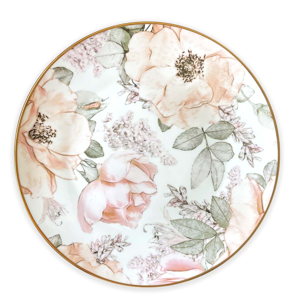 Rose Flower goldrand Porzellan Platzteller 30,7 cm