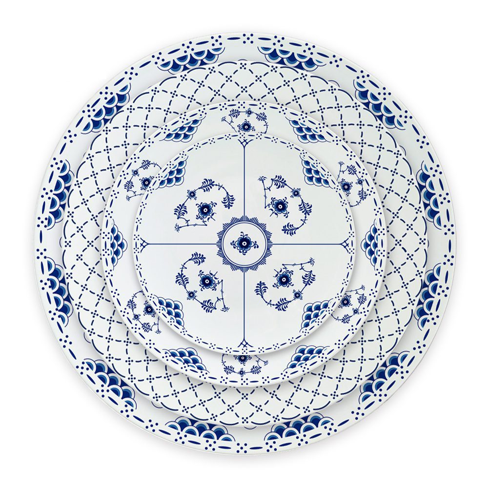 4tlg. Porzellan Teller-Set Mussemalet