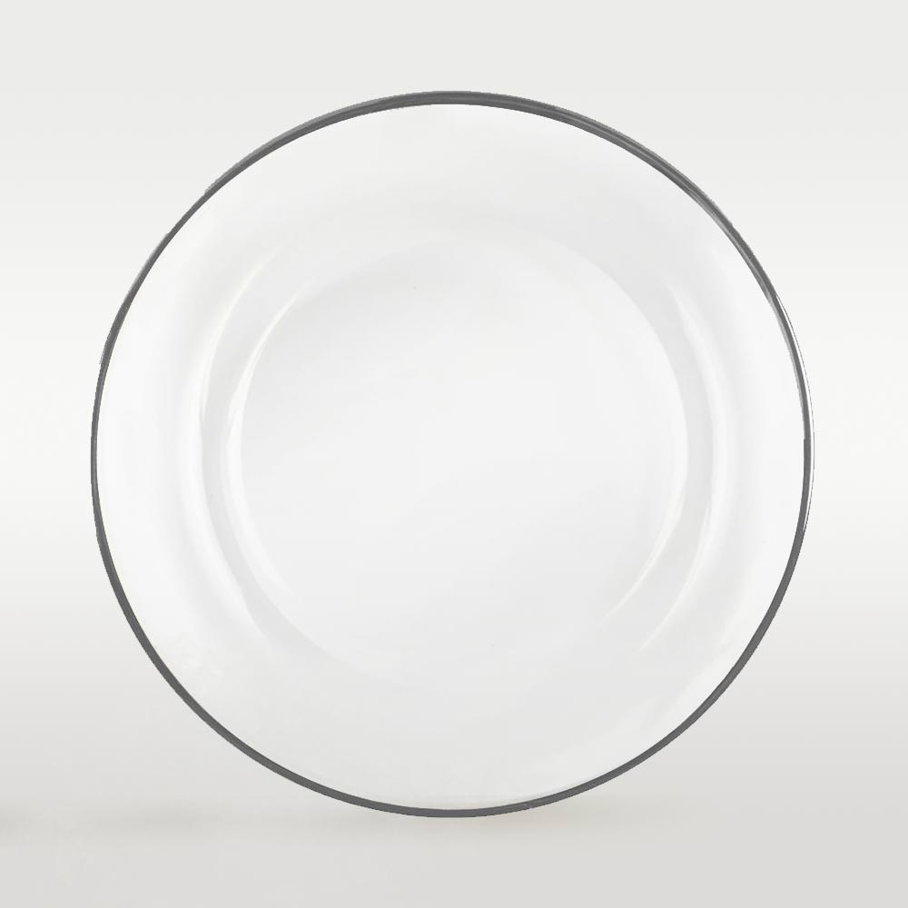 Platzteller aus Glas mit silbernen Rand klar ⌀ 33 cm