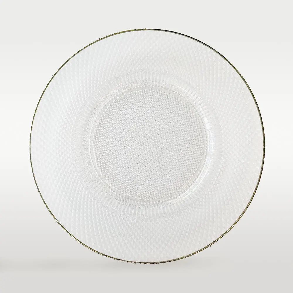 Platzteller aus Glas golden Sparkle mit Goldrand ⌀ 32,7cm