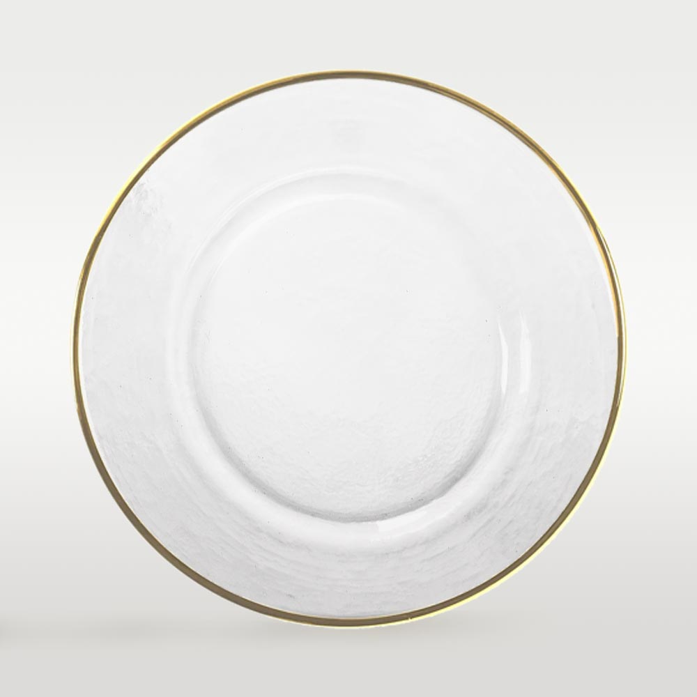 Platzteller Glas mit Goldrand milchig ⌀ 32,6 cm