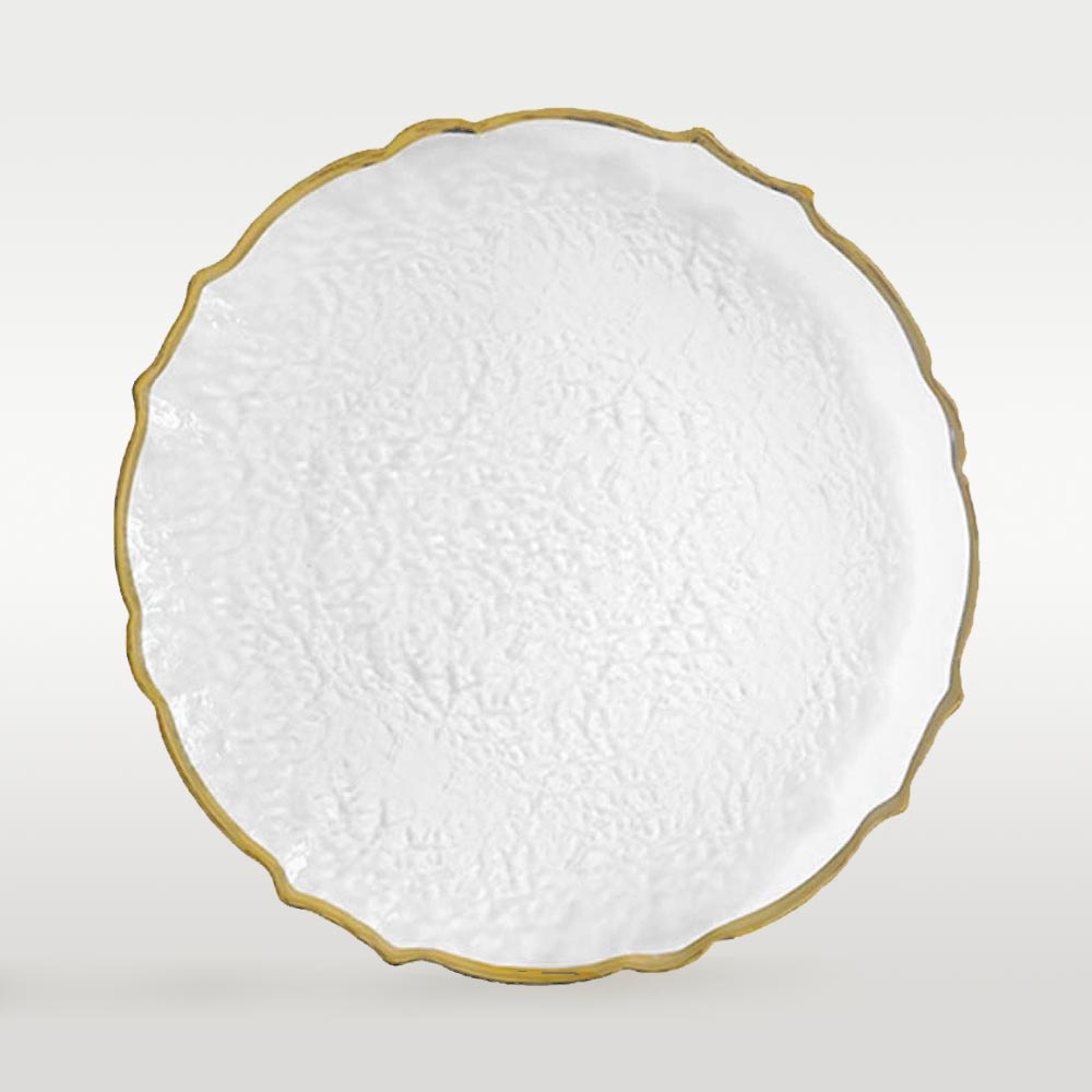 Verzierte Glasplatzteller mit Goldrand ⌀33cm