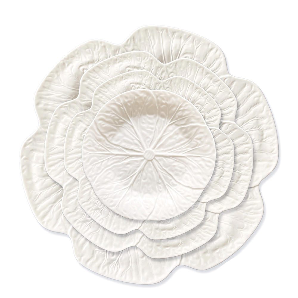 4tlg. Porzellan Teller-Set: Cabbage Beige by Bordallo Pinheiro