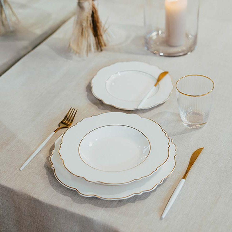 Teller Set "Elegance white/rosé shine"  aus Porzellan – Bild 2