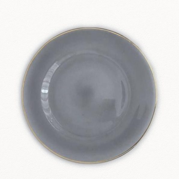 Platzteller “Minimal” in Dusty Blue mit Goldrand ⌀ 33cm