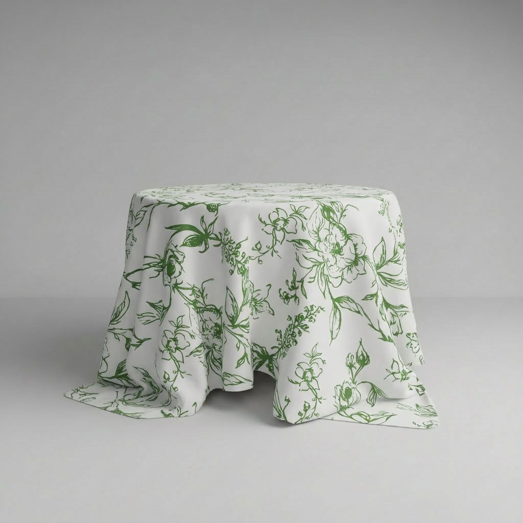 Runde Tischdecke Green Blossom | ⌀ 330 cm