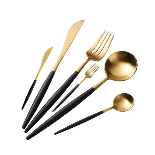 Besteck Schwarz Gold Set 6-teilig