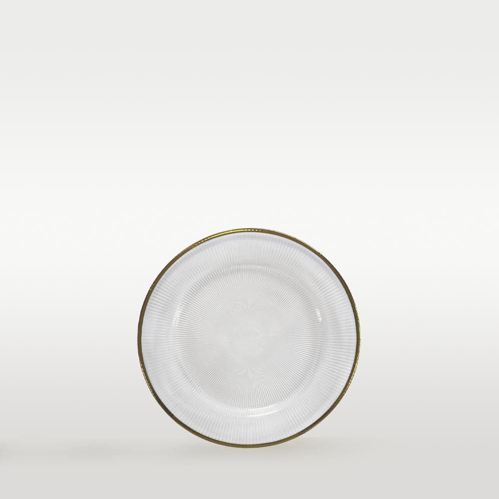 Brotteller aus Glas mit goldenen Rand geriffelt ⌀ 16,5cm