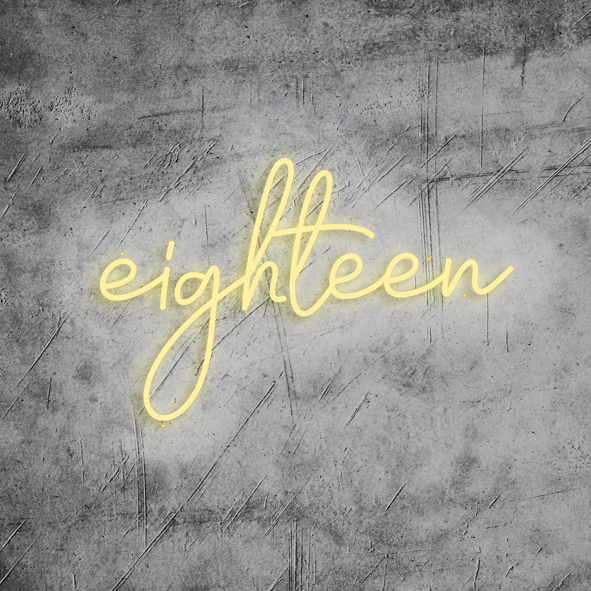Neon Schriftzug “eighteen / 18”