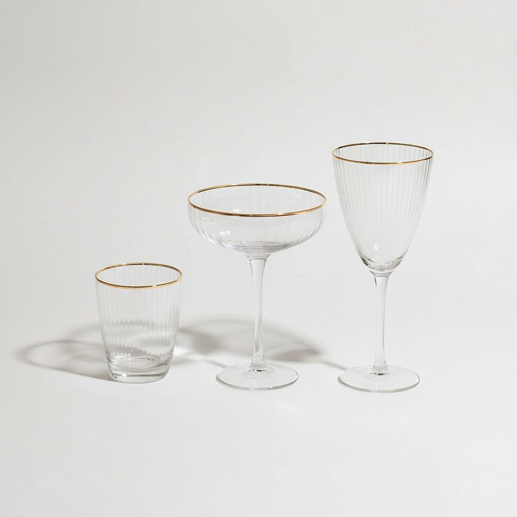 Gläserbundle: 3er Set Gläser mit Goldrand