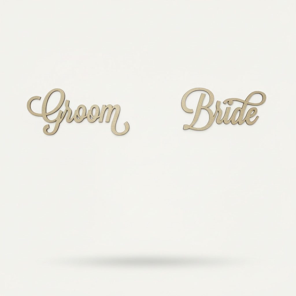 Schriftzug “Bride” & “Groom” in Gold