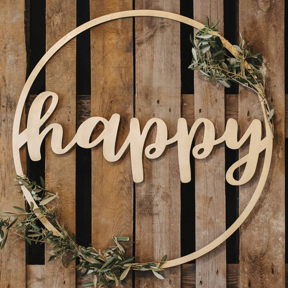 Dekoring “happy” in gold