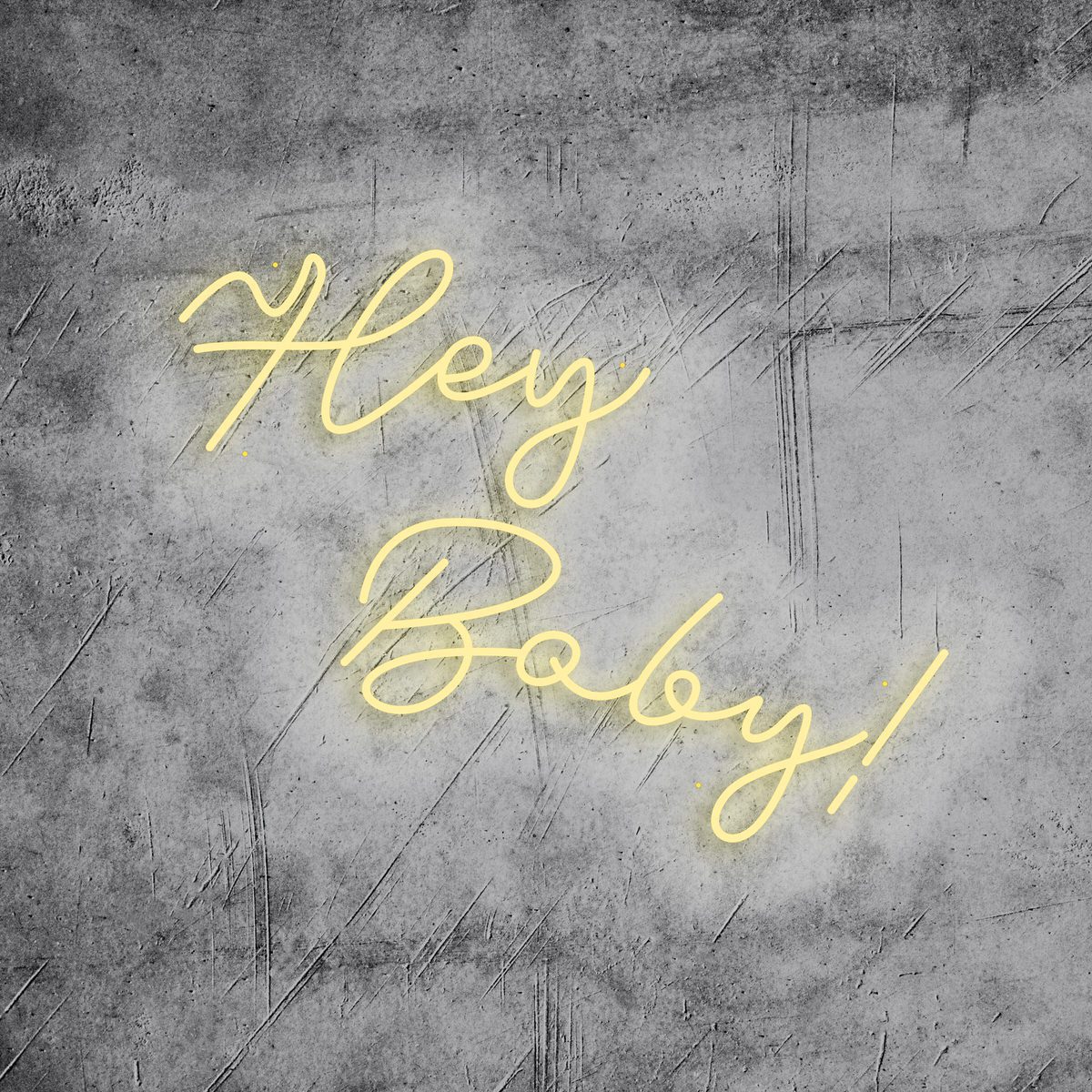 Neon Schriftzug “hey baby”