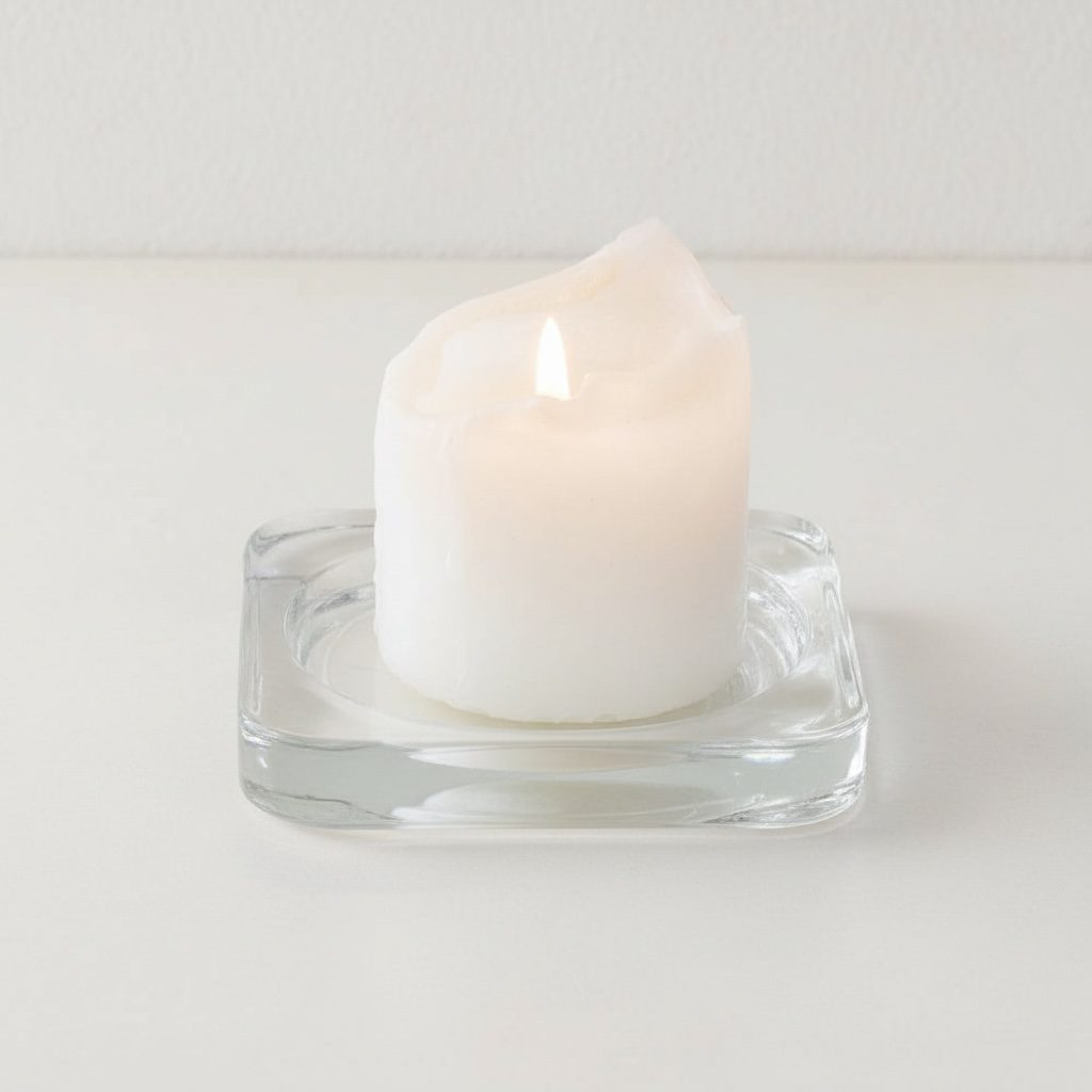 Flacher Kerzenhalter aus Glas