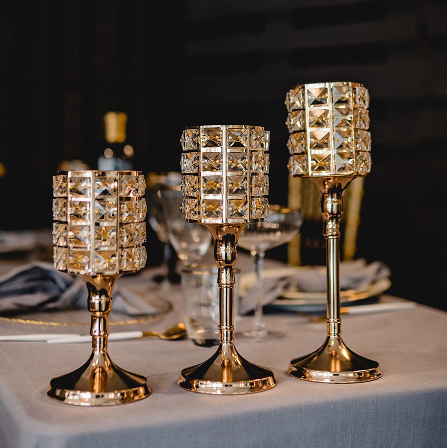 Kerzenständer Crystalline Gold 3er Set – Bild 2