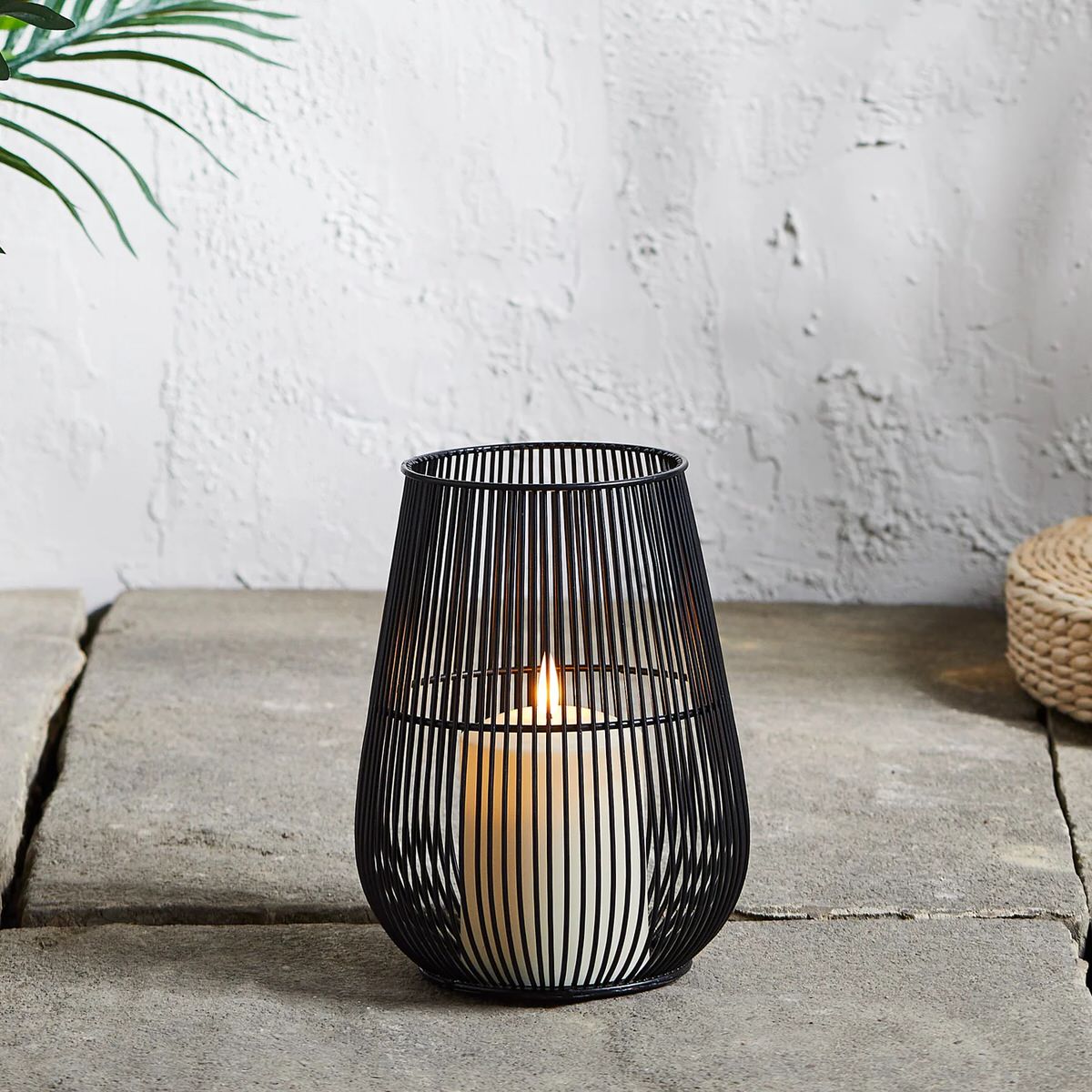 Moderne Drahtlaternen schwarz inkl. LED-Kerze, klein