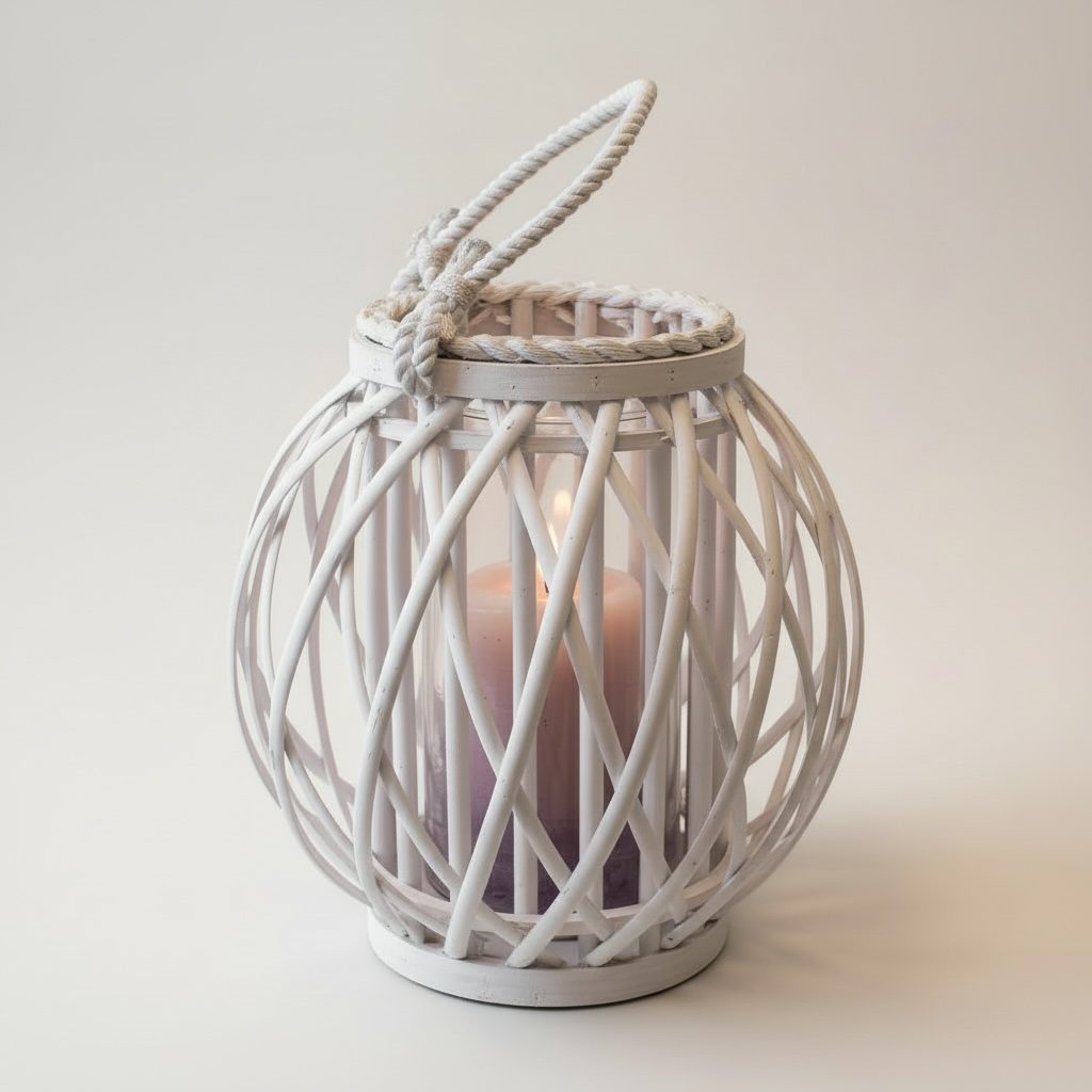 Runde Laternen in weiß aus Holz groß