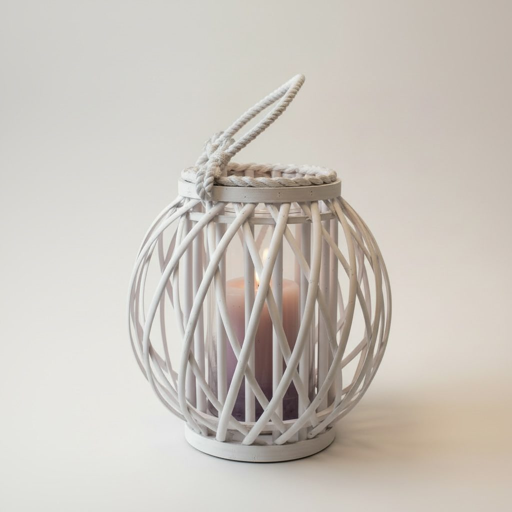 Runde Laternen in weiß aus Holz klein