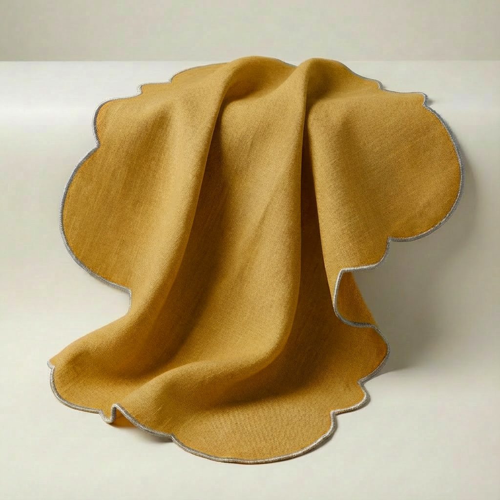 Leinenservietten Scalloped Senfgelb