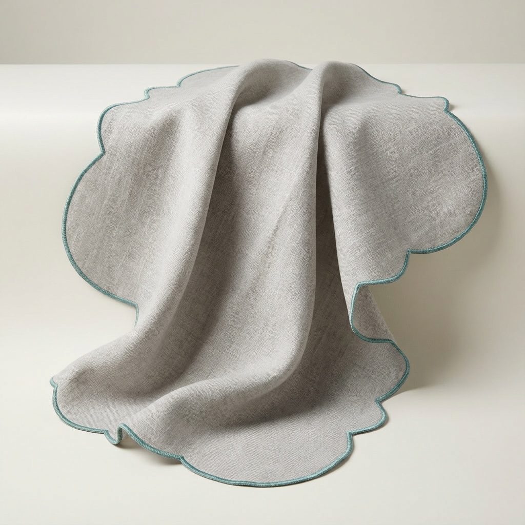 Leinenserviette Scalloped Grau