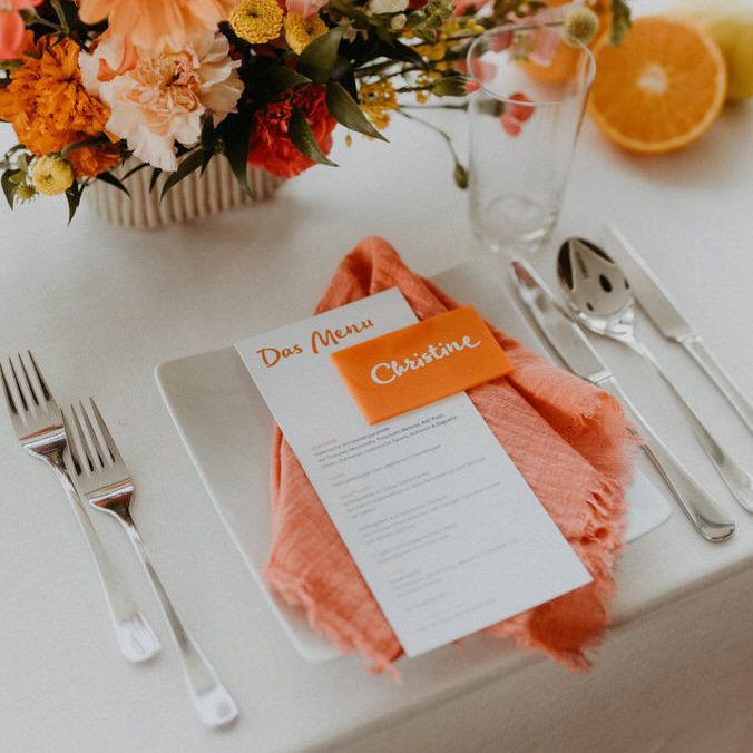 Musselinservietten in Koralle – Bild 3