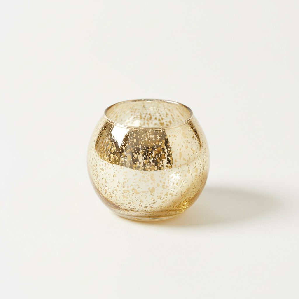 Goldene kugelförmige Teelichthalter gesprenkelt