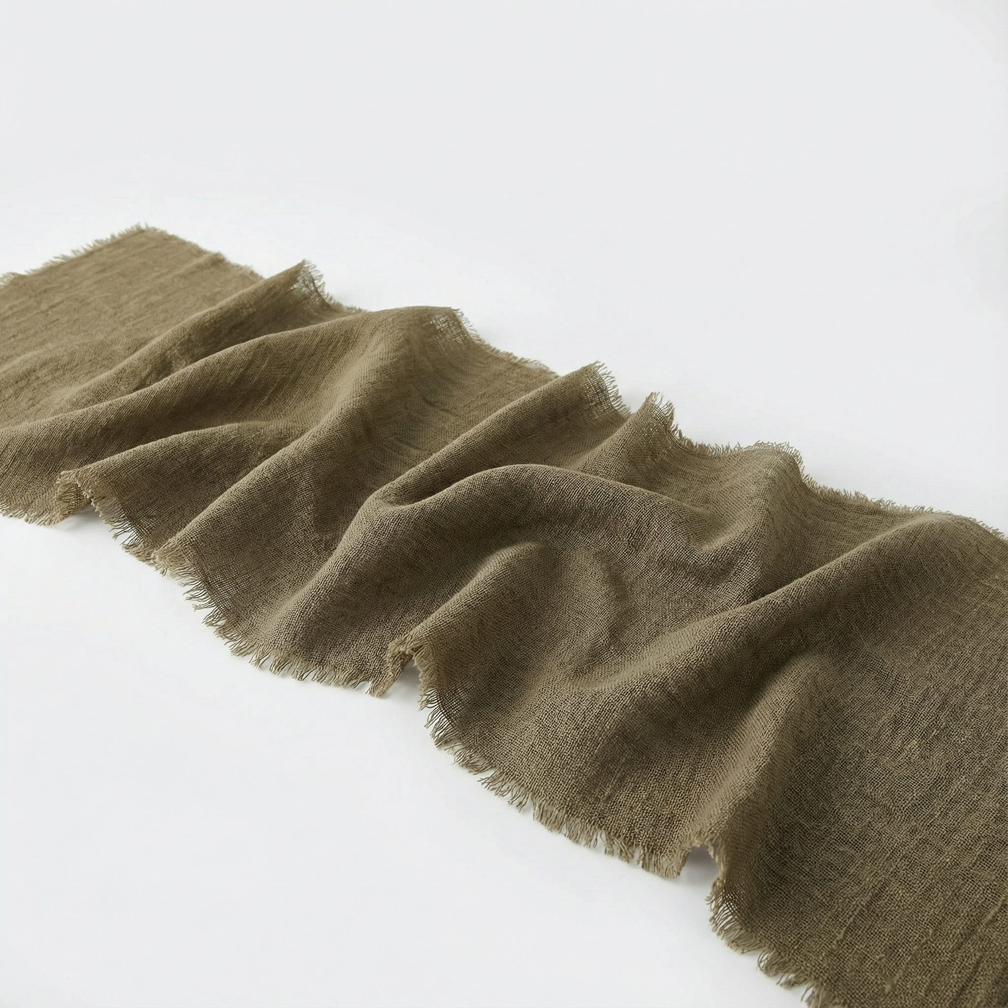 Tischläufer aus Musselin in Olive