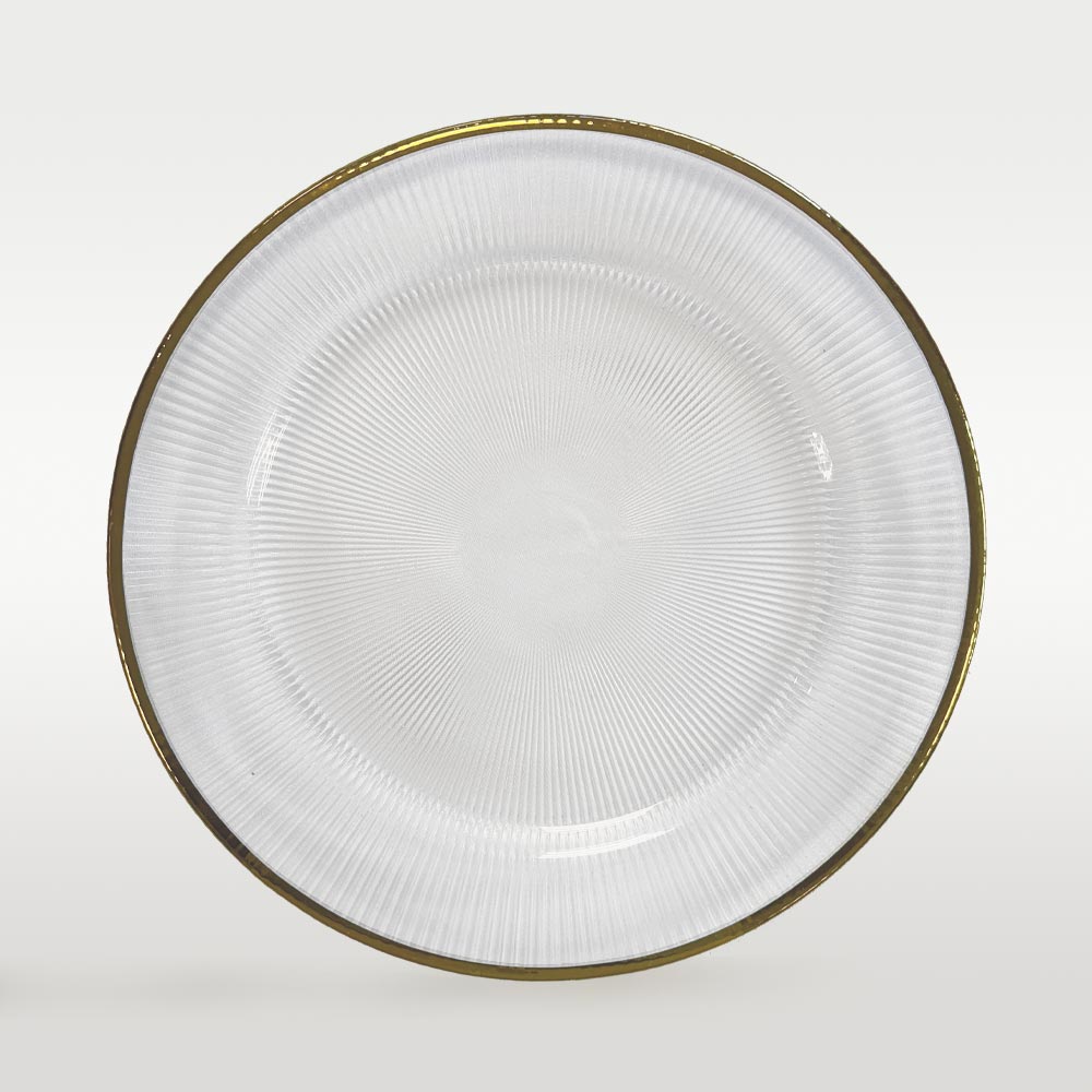 Platzteller aus Glas mit goldenen Rand geriffelt ⌀ 31,2cm