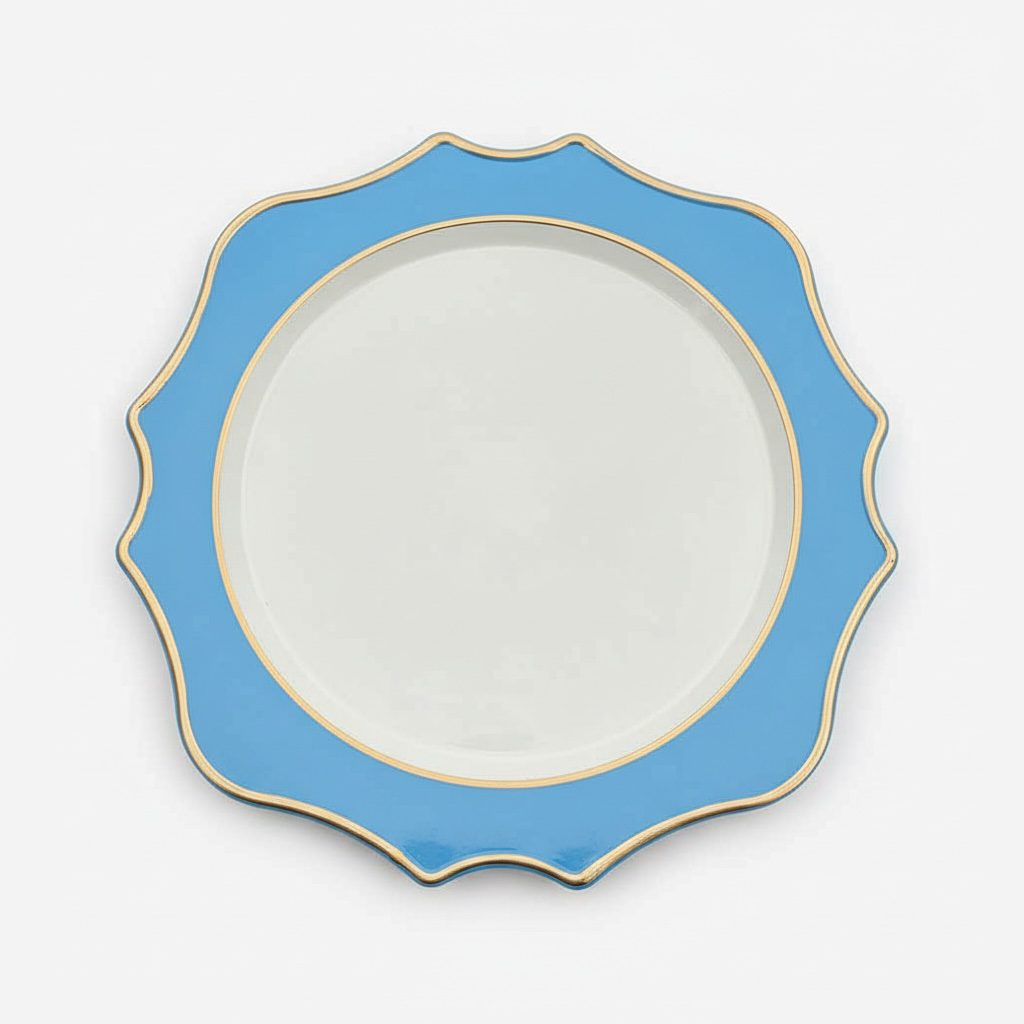 Platzteller “Sunflower Dusty Blue” mit goldrand ⌀ 34,5 cm