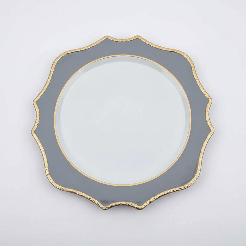 Platzteller “Sunflower Gray” mit goldrand ⌀ 34,5 cm