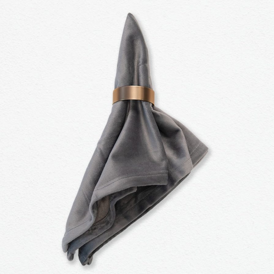 Stoffserviette aus Samt / Velours in Light Grey