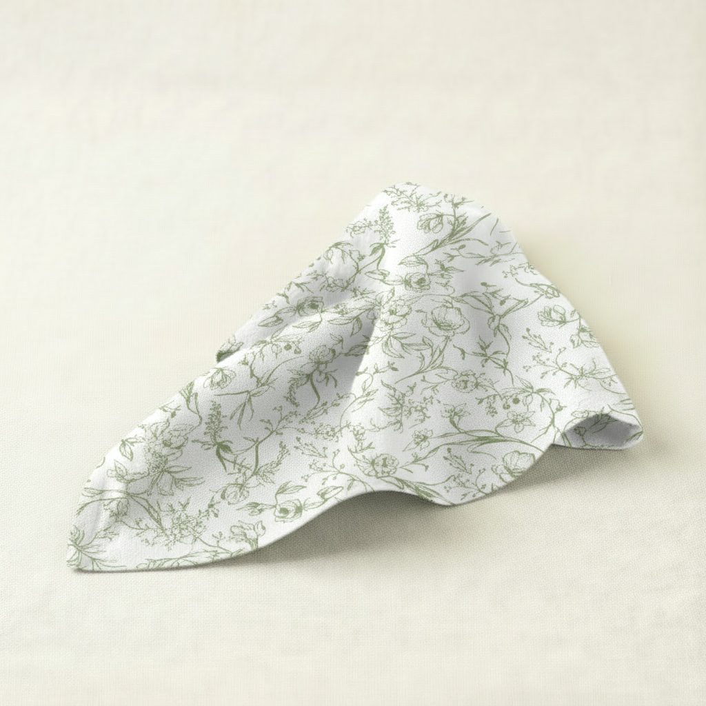 Stoffserviette aus Baumwolle – Green Blossom 50x50cm