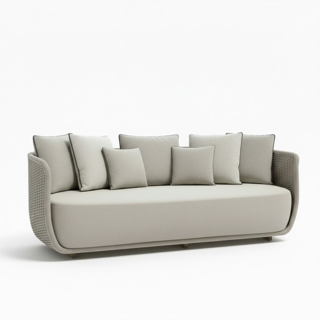 Outdoor-Sofa “Belezza” offwhite – 4-Sitzer 204 x 80 cm