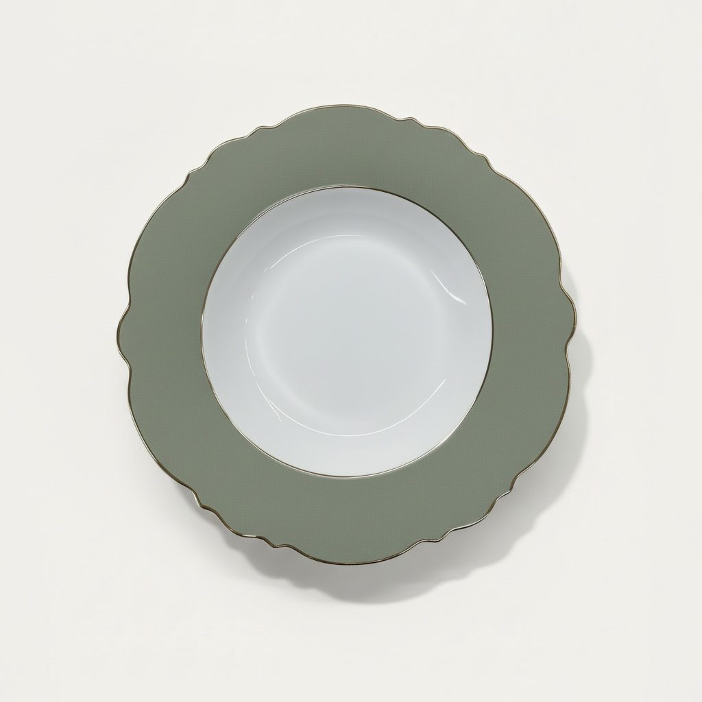 Suppenteller “Elegance grey/green shine” aus Porzellan – ⌀ 23,2 CM