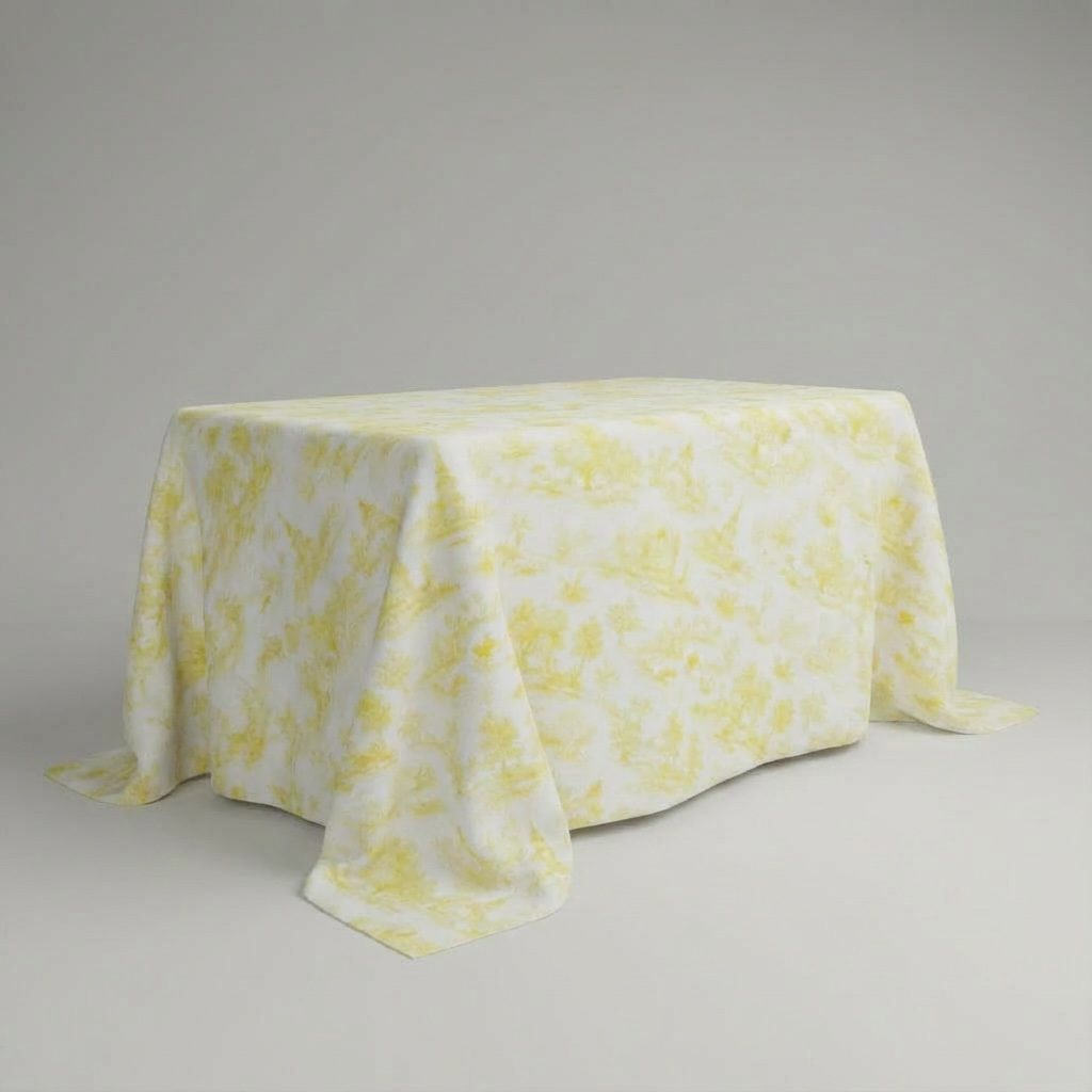 Rechteckige Tischdecke toile de jouy gelb 410x250cm