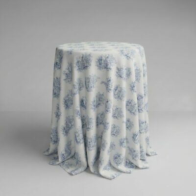 Toile de jouy round cocktail tablecloth for bar tables | ⌀ 330 cm