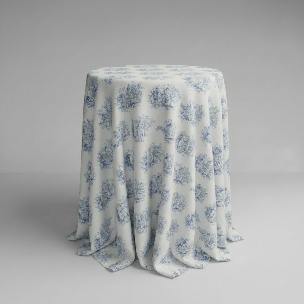 Runde Cocktailtischdecke toile de jouy für Stehtische | ⌀ 330 cm