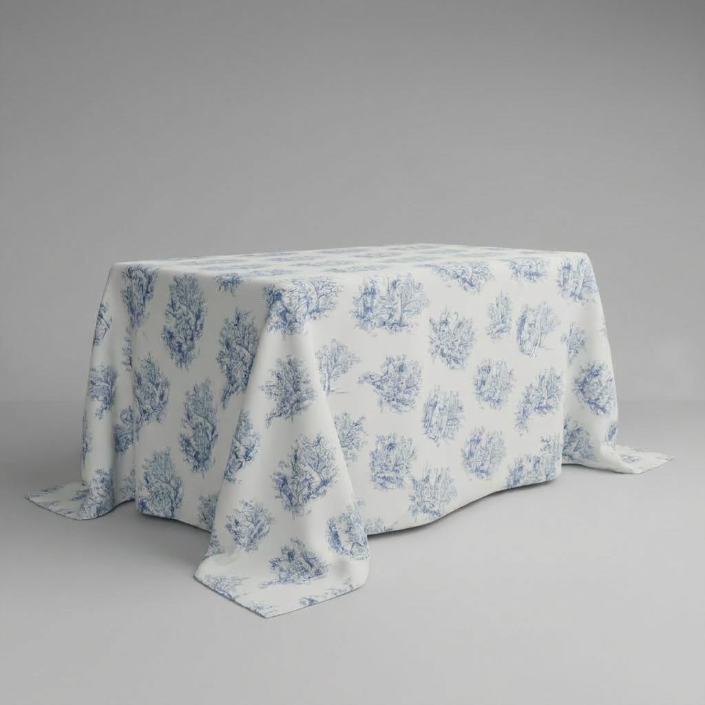Rechteckige Tischdecke toile de jouy blau / ecru | 350x250cm