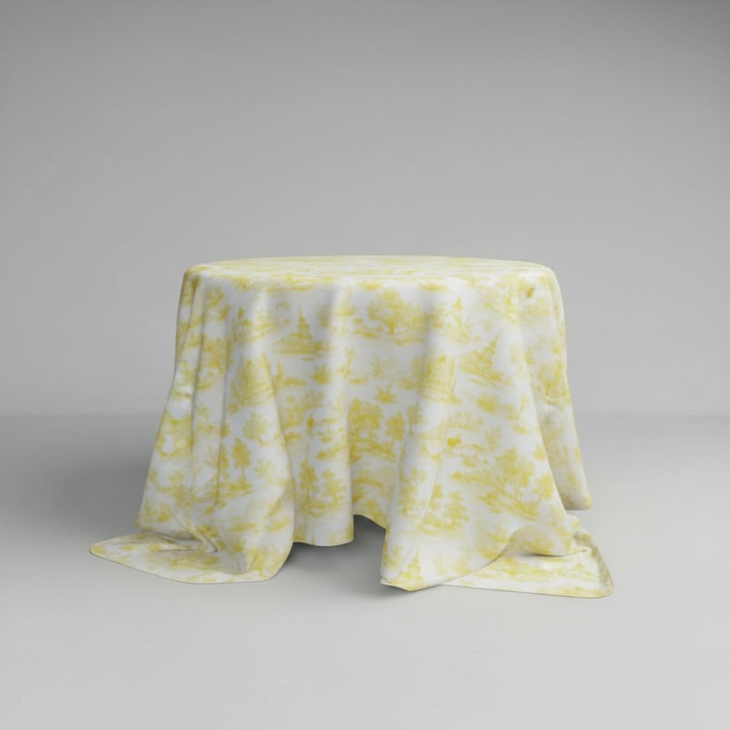 Runde Tischdecke toile de jouy gelb | ⌀ 330 cm