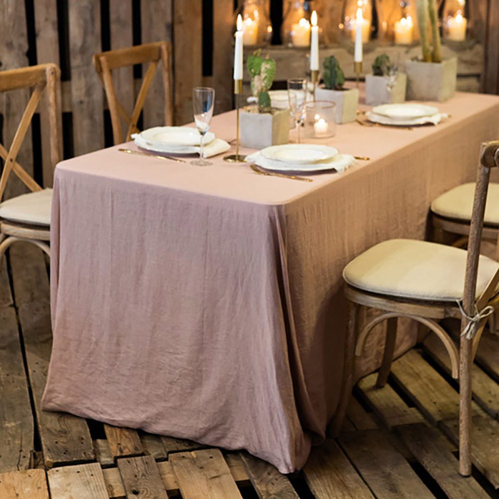 Leinentischdecke in altrosa edelmatt  | 350x250 cm – Bild 2
