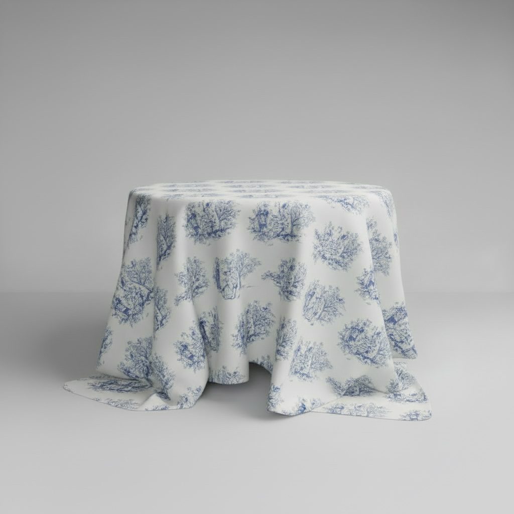 Runde Tischdecke toile de jouy blau / ecru | ⌀ 330 cm