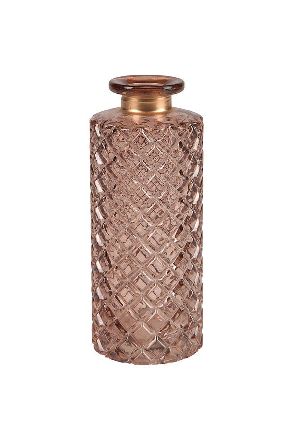 Vase aus Glas mit Struktur in Dark Rose