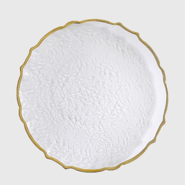 Verzierte Glasplatzteller mit Goldrand ⌀ 33cm