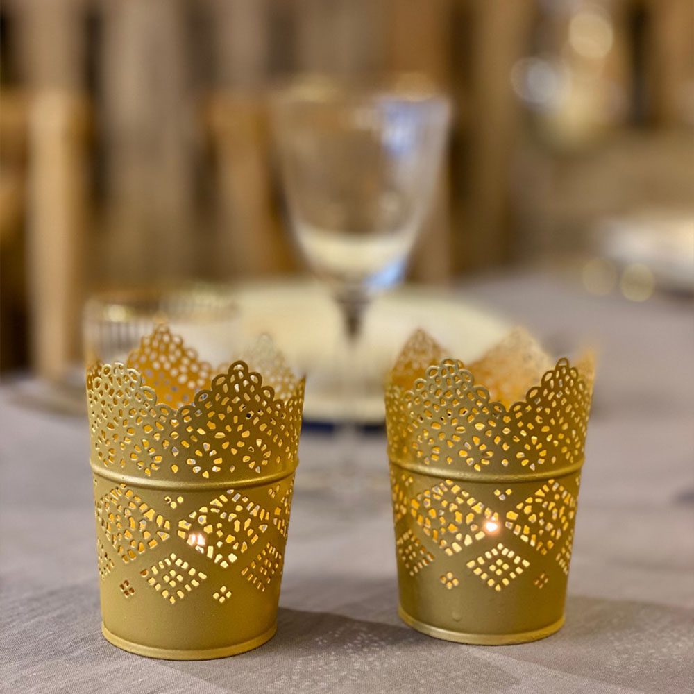 Gold lantern with hole pattern - Image 2